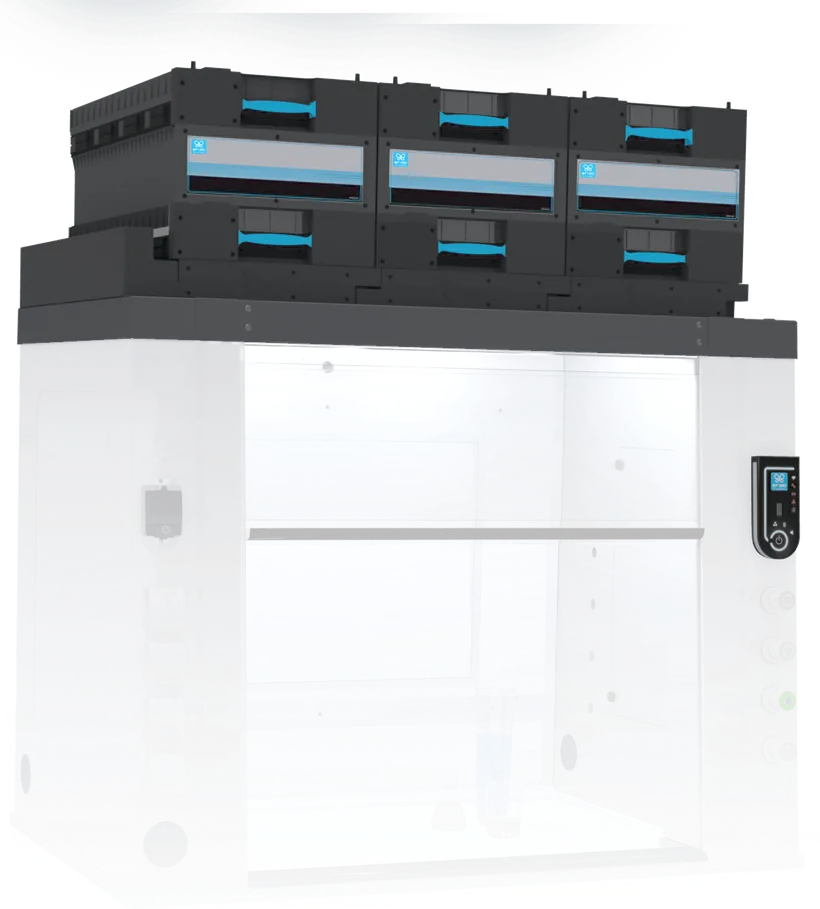 Módulos de filtração ERLAB integrados a uma capela de laboratório